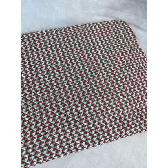 1970s Vintage Geometric Polyester Fabric Red Mint - Picture 3 of 5